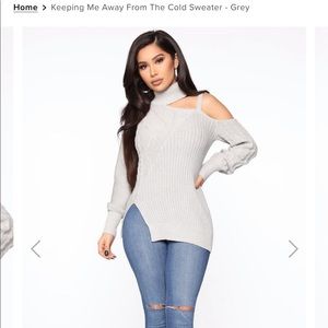 Gray Cold shoulder sweater